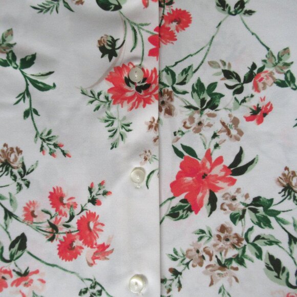 Ann Taylor Floral Sleeveless button down Blouse Shirt -Size XS, White Multicolor - Picture 10 of 13